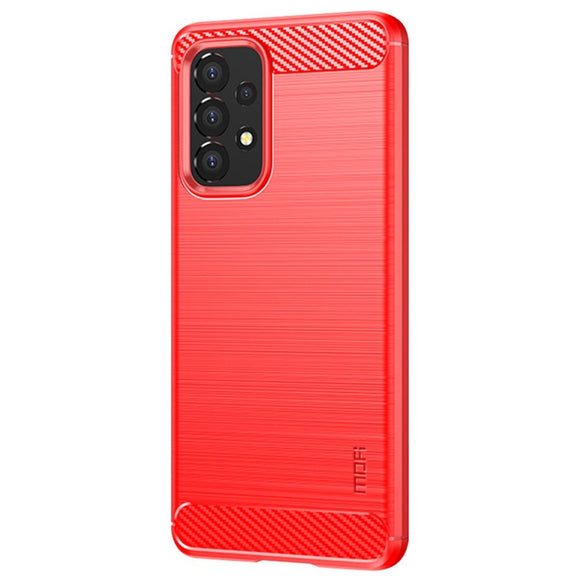 Samsung Galaxy A53 (5G) Mofi Brushed Carbon Fiber Fleksibelt Plastik Cover - Rød