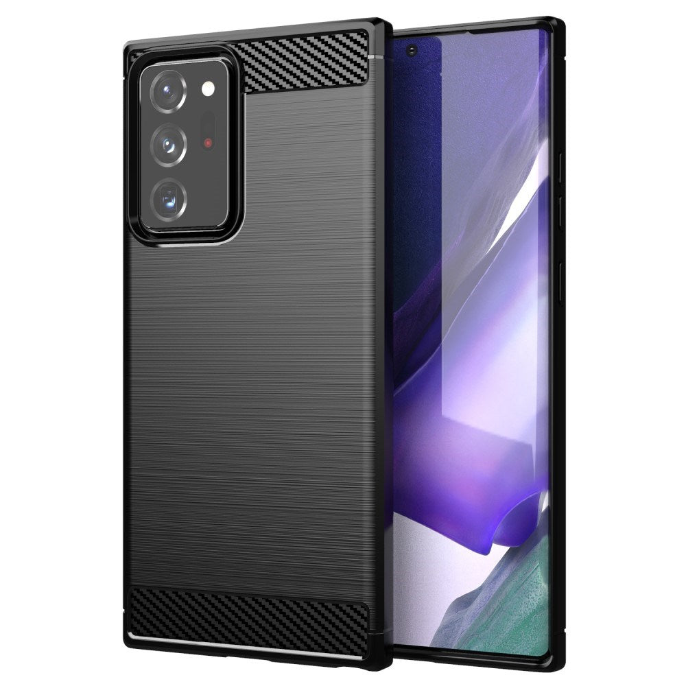 EIDERWOOD Samsung Galaxy Note 20 Ultra Brushed Carbon Fiber Fleksibelt Plastik Cover - Sort