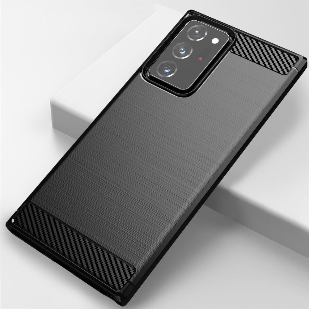 EIDERWOOD Samsung Galaxy Note 20 Ultra Brushed Carbon Fiber Fleksibelt Plastik Cover - Sort