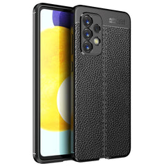 Samsung Galaxy A73 (5G) Fleksibelt Plastik Cover Litchi Tekstur - Sort