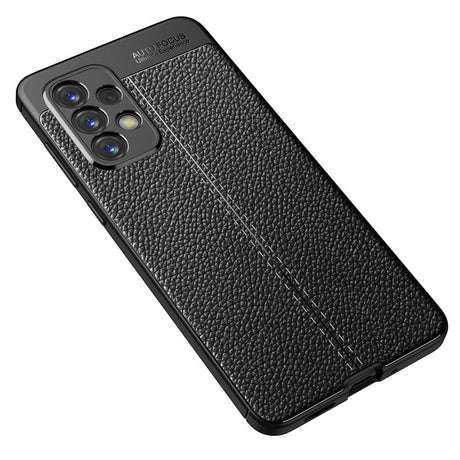 Samsung Galaxy A73 (5G) Fleksibelt Plastik Cover Litchi Tekstur - Sort