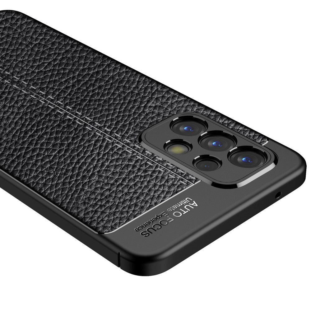 Samsung Galaxy A73 (5G) Fleksibelt Plastik Cover Litchi Tekstur - Sort