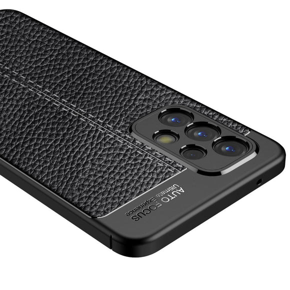Samsung Galaxy A73 (5G) Fleksibelt Plastik Cover Litchi Tekstur - Sort