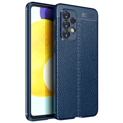 Samsung Galaxy A73 (5G) Fleksibelt Plastik Cover Litchi Tekstur - Blå