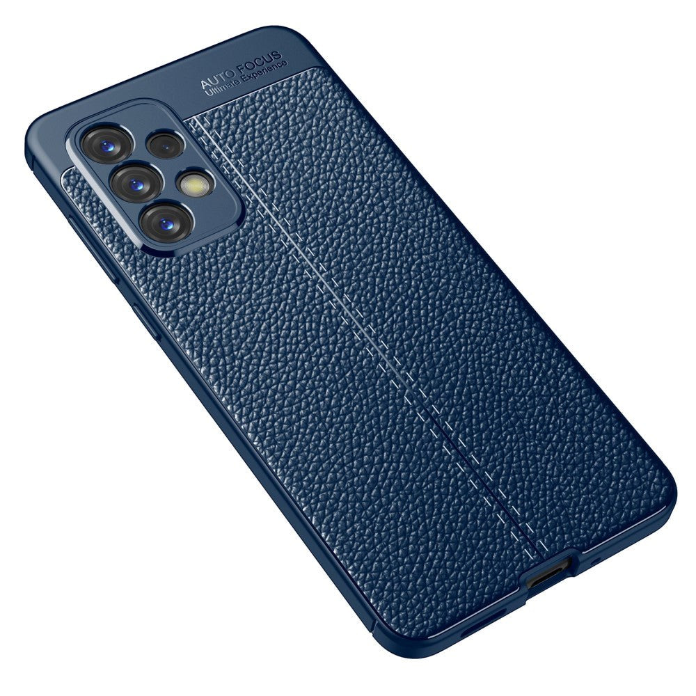 Samsung Galaxy A73 (5G) Fleksibelt Plastik Cover Litchi Tekstur - Blå