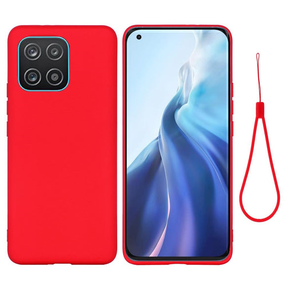 Samsung Galaxy A03 Liquid Silikone Bagside Cover m. Strop - Rød