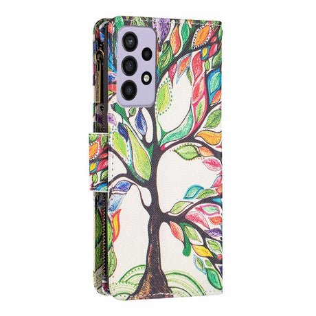 Samsung Galaxy A73 (5G) Læder Cover m. Stor Pung - Farverigt Træ