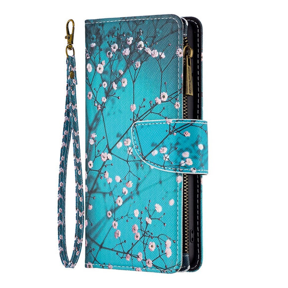 Samsung Galaxy A73 (5G) Læder Cover m. Stor Pung - Træ Med Blomster