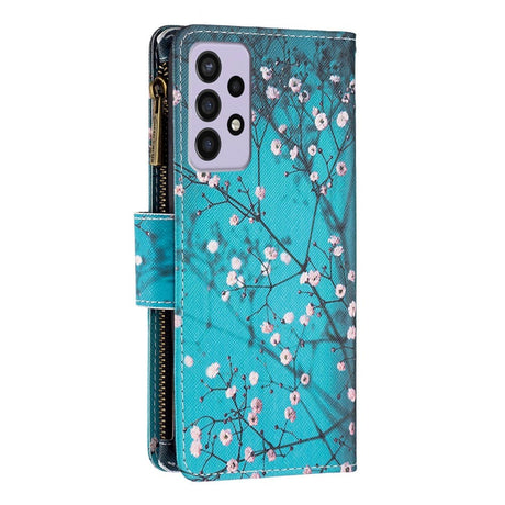 Samsung Galaxy A73 (5G) Læder Cover m. Stor Pung - Træ Med Blomster