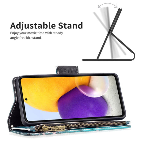Samsung Galaxy A73 (5G) Læder Cover m. Stor Pung - Træ Med Blomster