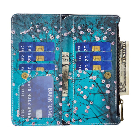 Samsung Galaxy A73 (5G) Læder Cover m. Stor Pung - Træ Med Blomster