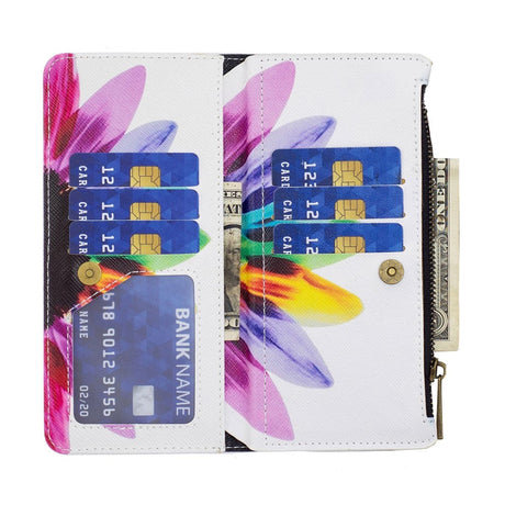 Samsung Galaxy A73 (5G) Læder Cover m. Stor Pung - Flerfarvet Solsikke