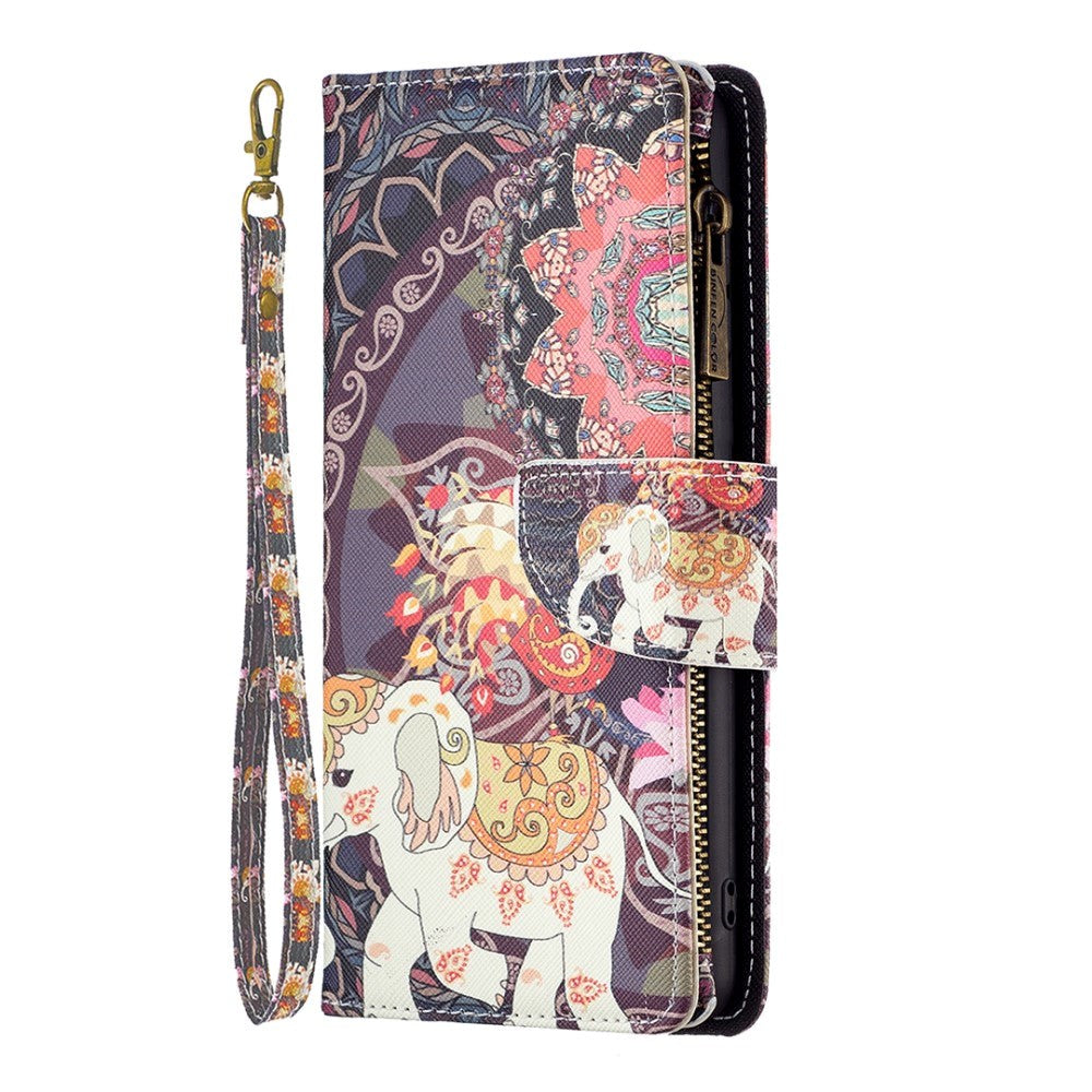 Samsung Galaxy A73 (5G) Læder Cover m. Stor Pung - Blomster Elefant
