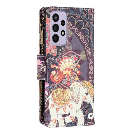 Samsung Galaxy A73 (5G) Læder Cover m. Stor Pung - Blomster Elefant