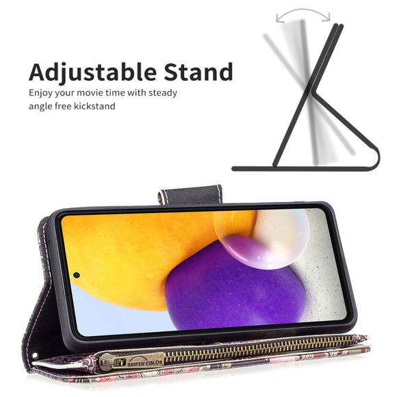Samsung Galaxy A73 (5G) Læder Cover m. Stor Pung - Blomster Elefant