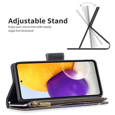 Samsung Galaxy A73 (5G) Læder Cover m. Stor Pung - Guld Sommerfugl