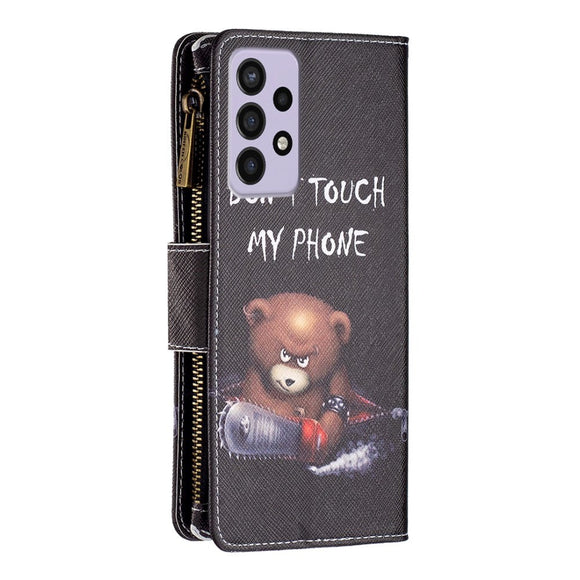Samsung Galaxy A73 (5G) Læder Cover m. Stor Pung - "Don't Touch My Phone"