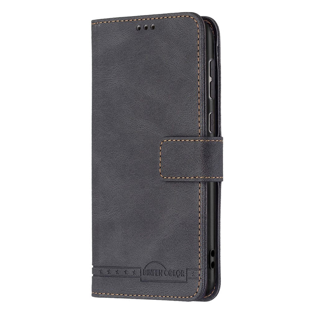 Samsung Galaxy A73 (5G) BINFEN Blødt Læder Cover m. Pung - Udvendig Magnetflap - Sort