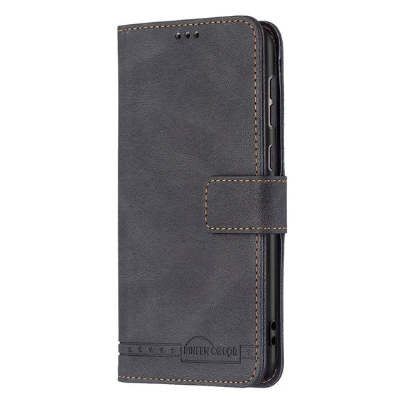 Samsung Galaxy A73 (5G) BINFEN Blødt Læder Cover m. Pung - Udvendig Magnetflap - Sort