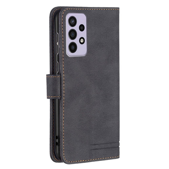 Samsung Galaxy A73 (5G) BINFEN Blødt Læder Cover m. Pung - Udvendig Magnetflap - Sort
