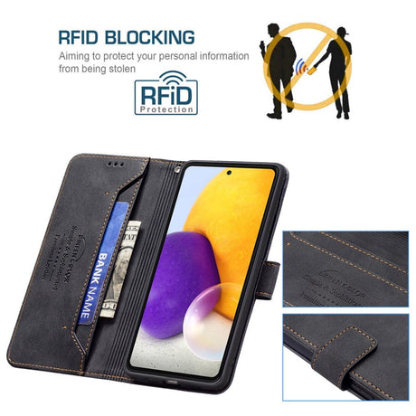 Samsung Galaxy A73 (5G) BINFEN Blødt Læder Cover m. Pung - Udvendig Magnetflap - Sort