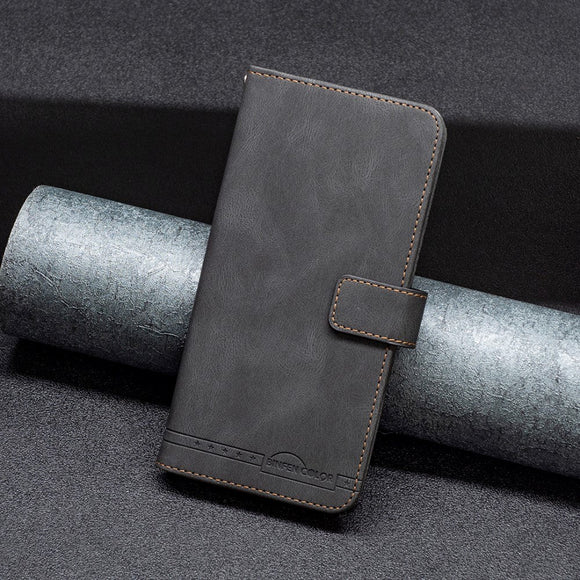 Samsung Galaxy A73 (5G) BINFEN Blødt Læder Cover m. Pung - Udvendig Magnetflap - Sort