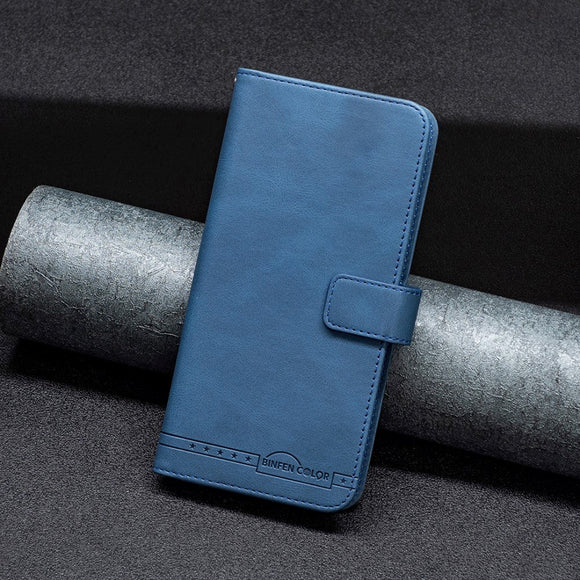 Samsung Galaxy A73 (5G) BINFEN Blødt Læder Cover m. Pung - Udvendig Magnetflap - Blå