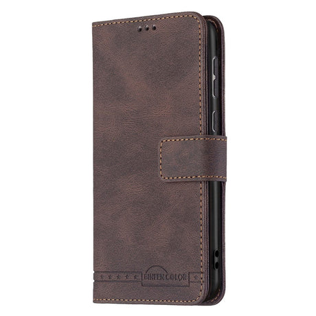 Samsung Galaxy A73 (5G) BINFEN Blødt Læder Cover m. Pung - Udvendig Magnetflap - Brun
