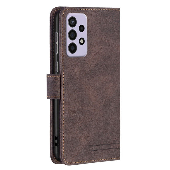 Samsung Galaxy A73 (5G) BINFEN Blødt Læder Cover m. Pung - Udvendig Magnetflap - Brun