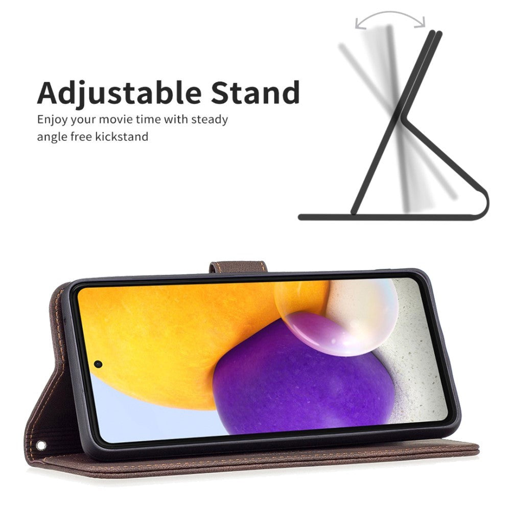 Samsung Galaxy A73 (5G) BINFEN Blødt Læder Cover m. Pung - Udvendig Magnetflap - Brun