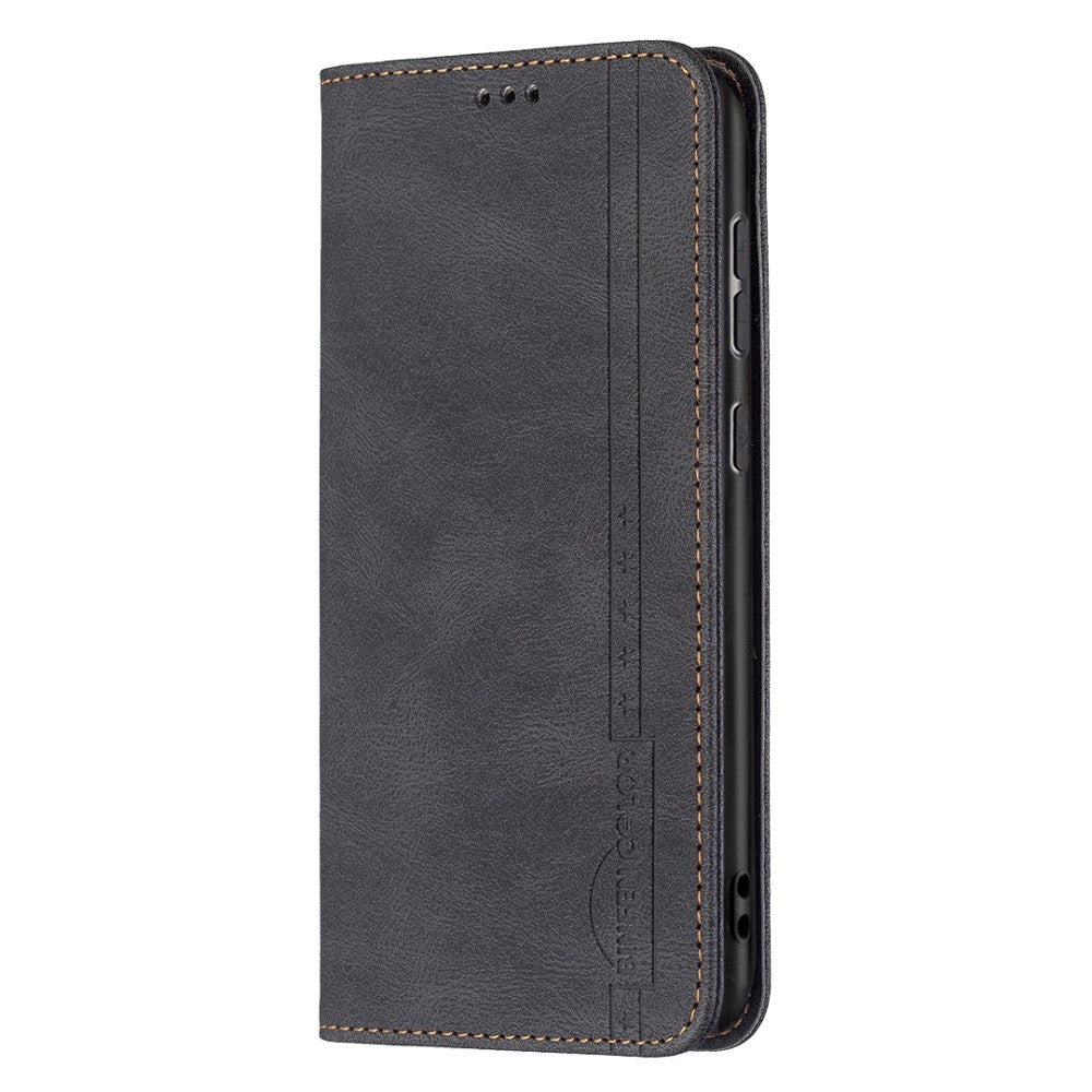 Samsung Galaxy A73 (5G) BINFEN Blødt Læder Cover m. Pung - Integreret Magnet - Sort