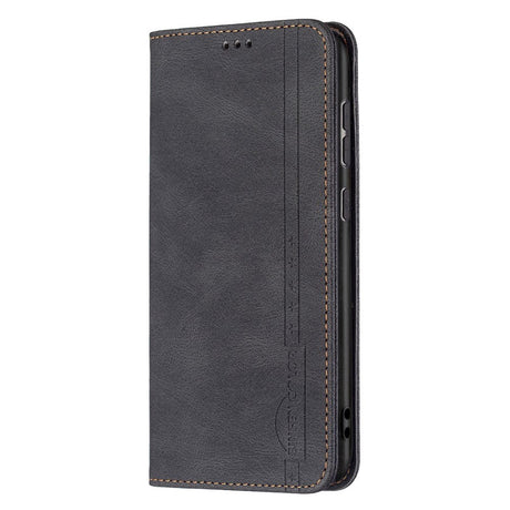 Samsung Galaxy A73 (5G) BINFEN Blødt Læder Cover m. Pung - Integreret Magnet - Sort