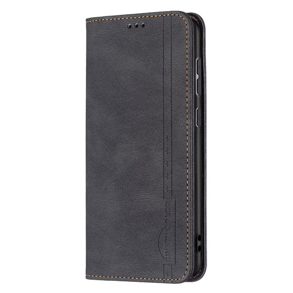 Samsung Galaxy A73 (5G) BINFEN Blødt Læder Cover m. Pung - Integreret Magnet - Sort