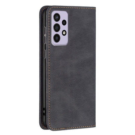 Samsung Galaxy A73 (5G) BINFEN Blødt Læder Cover m. Pung - Integreret Magnet - Sort