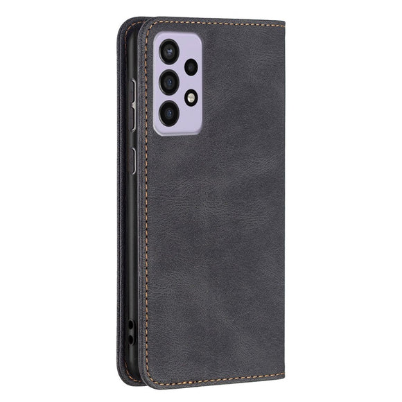 Samsung Galaxy A73 (5G) BINFEN Blødt Læder Cover m. Pung - Integreret Magnet - Sort