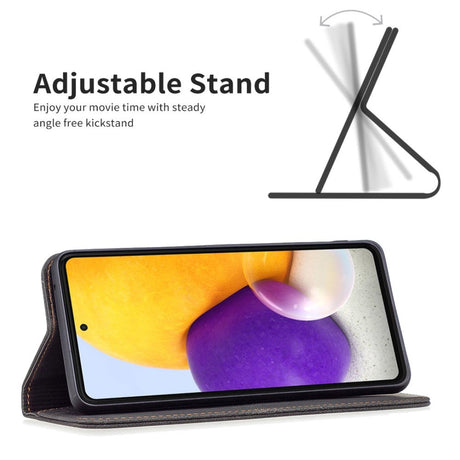 Samsung Galaxy A73 (5G) BINFEN Blødt Læder Cover m. Pung - Integreret Magnet - Sort