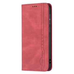 Samsung Galaxy A73 (5G) BINFEN Blødt Læder Cover m. Pung - Integreret Magnet - Rød