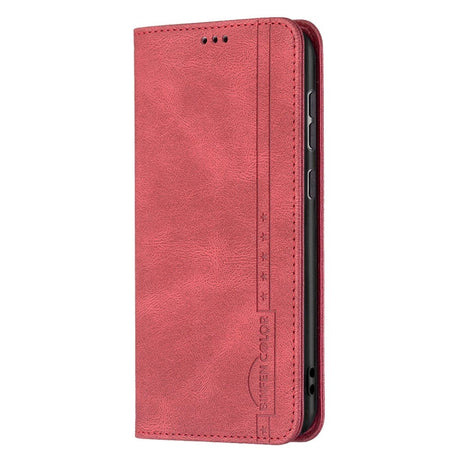 Samsung Galaxy A73 (5G) BINFEN Blødt Læder Cover m. Pung - Integreret Magnet - Rød
