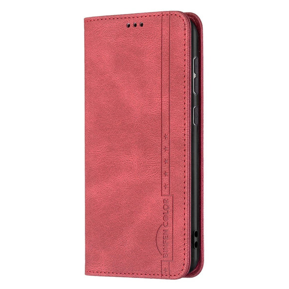 Samsung Galaxy A73 (5G) BINFEN Blødt Læder Cover m. Pung - Integreret Magnet - Rød