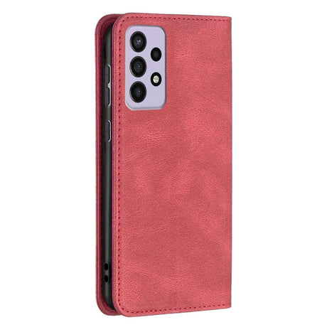 Samsung Galaxy A73 (5G) BINFEN Blødt Læder Cover m. Pung - Integreret Magnet - Rød