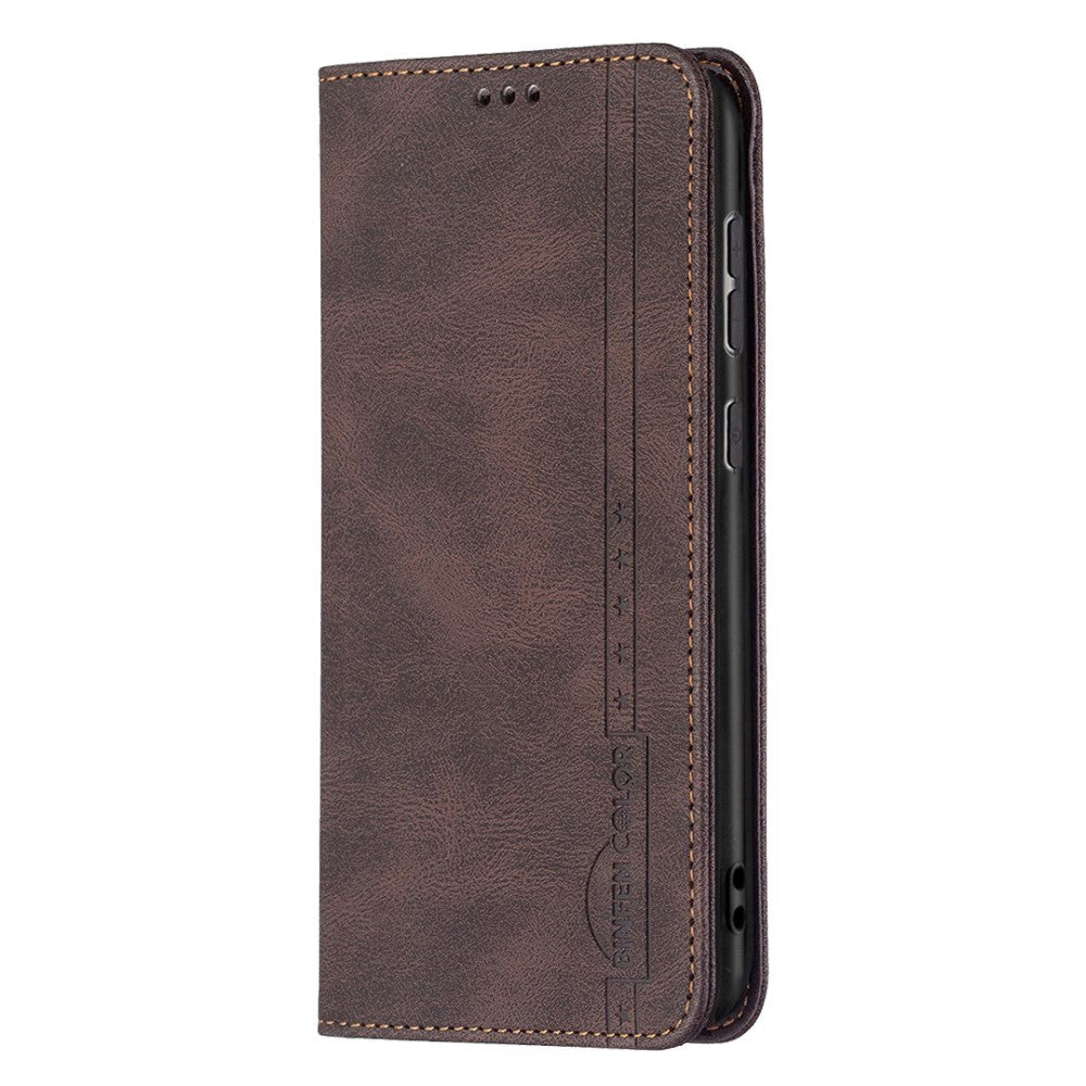 Samsung Galaxy A73 (5G) BINFEN Blødt Læder Cover m. Pung - Integreret Magnet - Brun