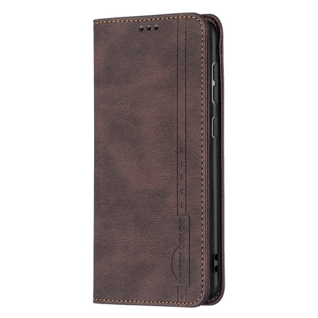 Samsung Galaxy A73 (5G) BINFEN Blødt Læder Cover m. Pung - Integreret Magnet - Brun