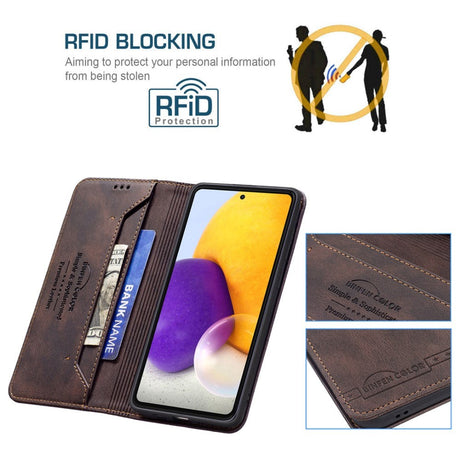 Samsung Galaxy A73 (5G) BINFEN Blødt Læder Cover m. Pung - Integreret Magnet - Brun