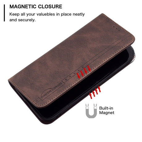 Samsung Galaxy A73 (5G) BINFEN Blødt Læder Cover m. Pung - Integreret Magnet - Brun