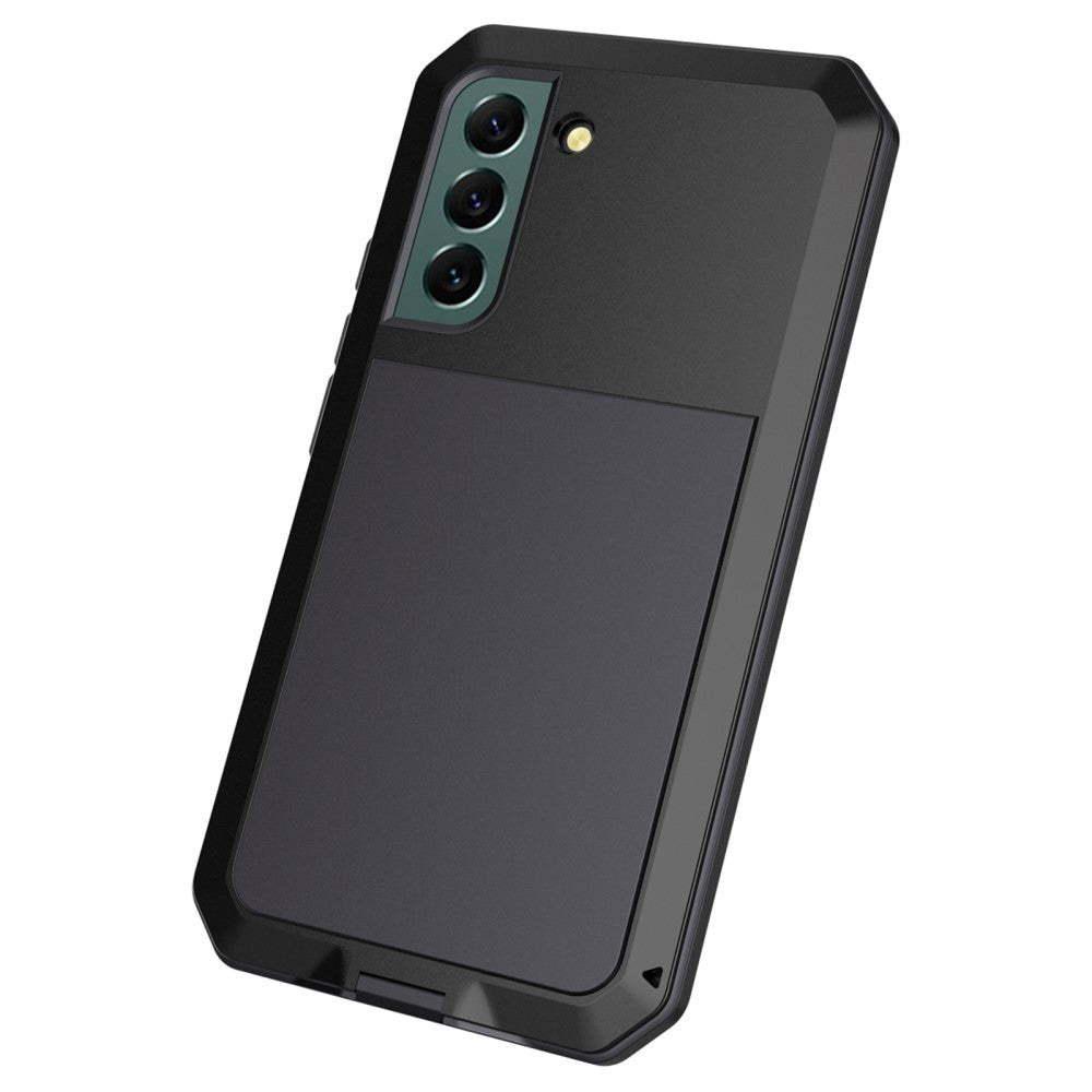 Samsung Galaxy S21 FE (5G) Metal Silikone Hybrid Håndværker Cover m. Skærmbeskyttelse - Sort