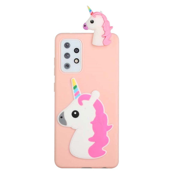 Samsung Galaxy A73 (5G) Fleksibel Plastik Cover m. Enhjørning Figur - Lyserød