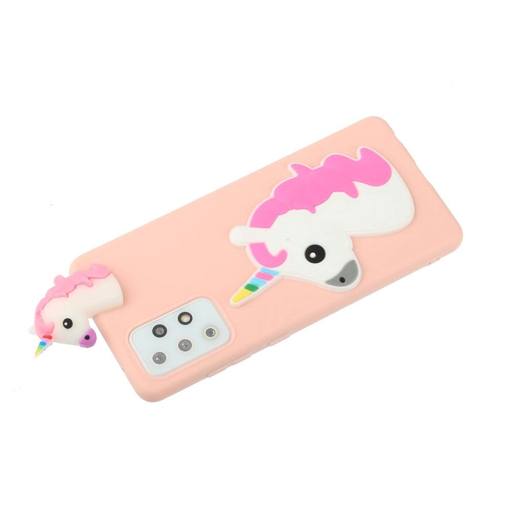 Samsung Galaxy A73 (5G) Fleksibel Plastik Cover m. Enhjørning Figur - Lyserød