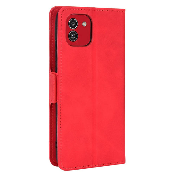 Samsung Galaxy A03 Blødt Læder Cover m. Pung - Rød