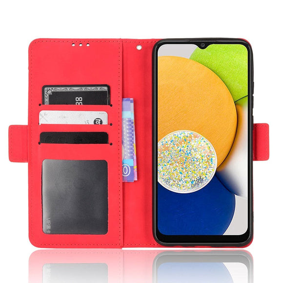 Samsung Galaxy A03 Blødt Læder Cover m. Pung - Rød