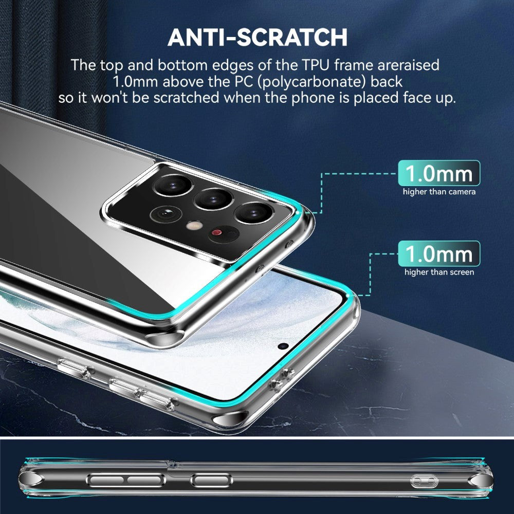 Samsung Galaxy S21 Ultra Crystal Clear Hybrid Plastik Cover - Gennemsigtig